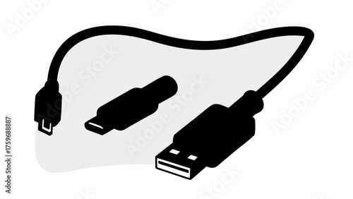 Sleek USB cable featuring type C, micro, and standard A connectors for device charging and data transfer