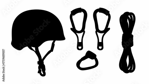 Essential climbing gear set against a transparent backdrop ready for your outdoor adventure designs now!