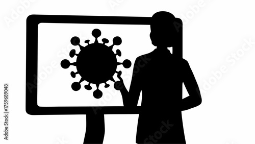 Expert presenting virus analysis on screen, sharing vital insights and research data, crucial information