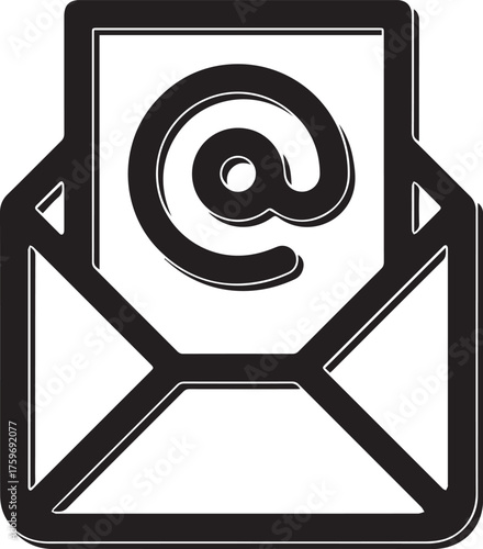Digital Communication Icon: An illustrative icon of an open envelope revealing a digital mail symbol, set against a transparent backdrop, symbolizing modern electronic communication.