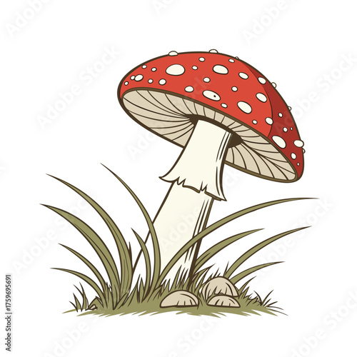 Colorful Mushroom Vector Set – Fly Agaric, Wild Forest, Cute Cartoon, Boho Silhouette, and Fantasy Glow Illustration