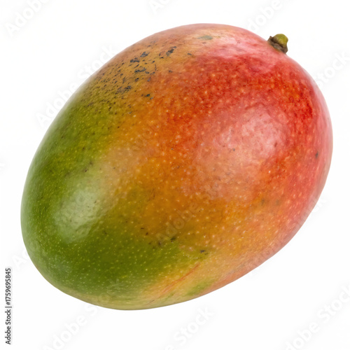 A whole kent mango isolated on a transparent background
