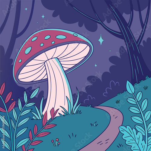 Colorful Mushroom Vector Set – Fly Agaric, Wild Forest, Cute Cartoon, Boho Silhouette, and Fantasy Glow Illustration