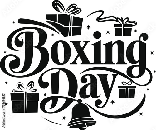 Boxing Day Calligraphy with Holiday design, vector illustration