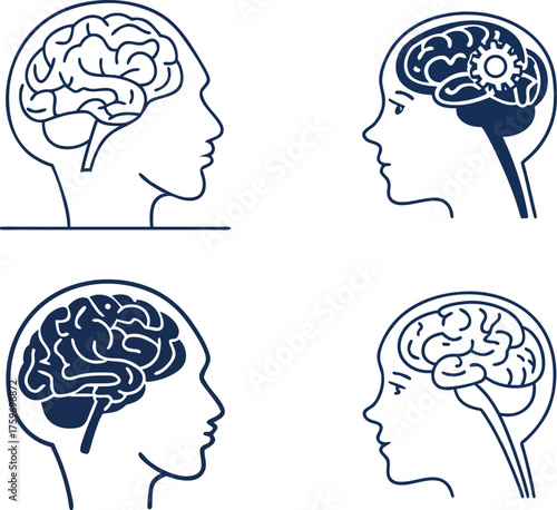 Brain icon set