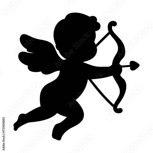 Cupid silhouette vector art for valentine's day love and romance design with bow and arrow clip art