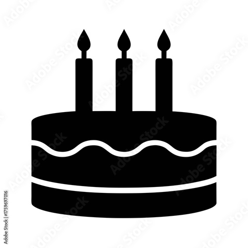 Birthday cake icon vector illustration with candles for celebration party events design element