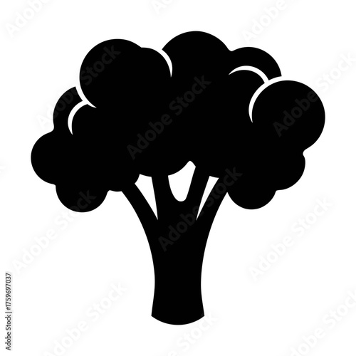 Broccoli vegetable nutrition facts and health benefits vector illustration silhouette icon