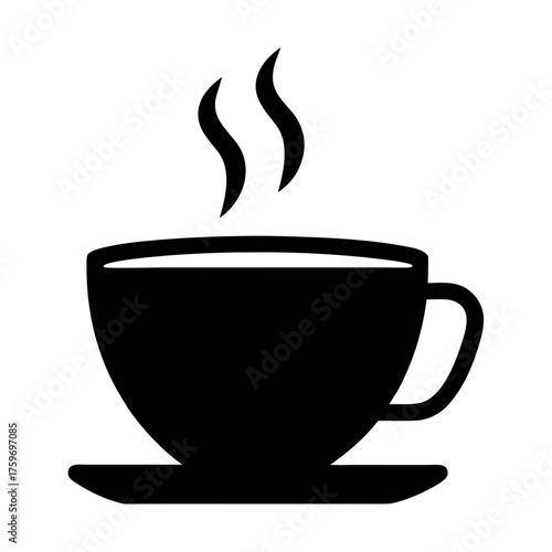 Black coffee cup vector illustration steaming hot caffeine drink morning beverage icon graphic design element