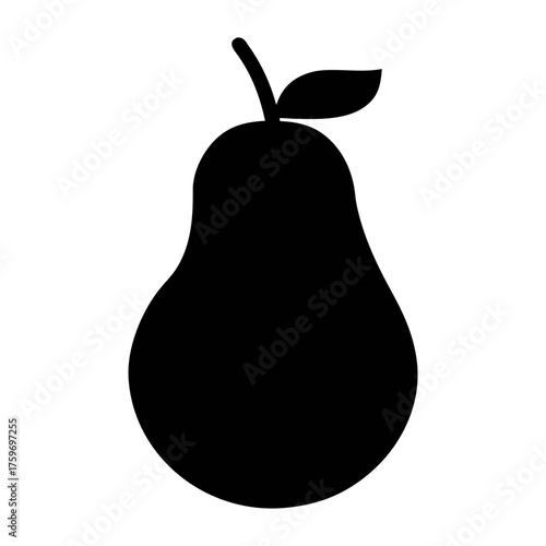 Isolated pear fruit vector illustration, healthy organic food, fresh fruit, pear silhouette icon, simple pear art