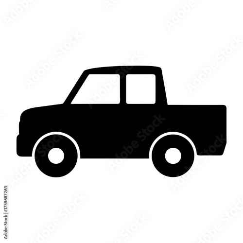 Black silhouette of a pickup truck vector illustration for transportation and vehicle design needs