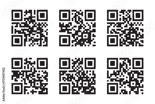 Vector QR code sample for smartphone scanning isolated on white background.