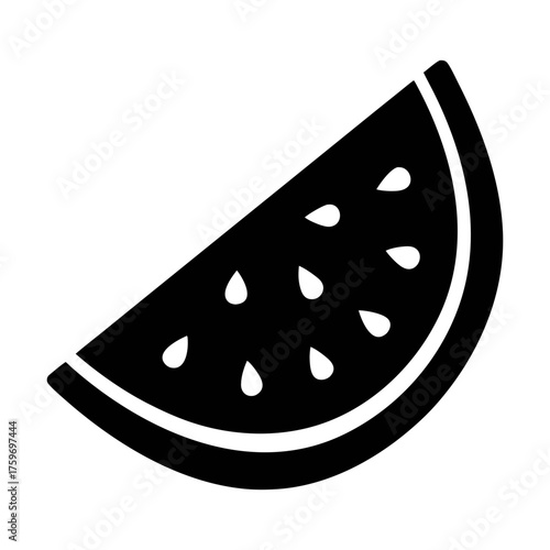 Isolated vector watermelon slice illustration summer fruit icon fresh healthy food black and white clip art