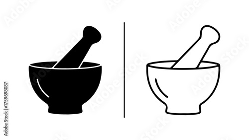 Mortar and pestle icons with transparent background