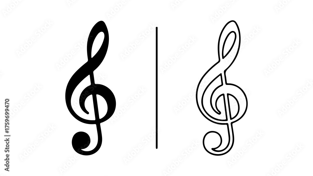Fototapeta premium Treble clef and musical note with transparent background