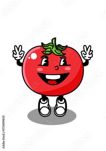 Illustration of a happy tomato