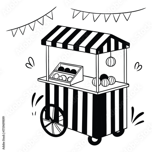 watercolor cute treats cart candy cart trolley.