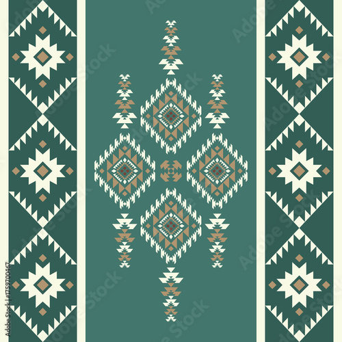Southwest Native seamless pattern ethnic tribal Aztec geometric Navajo Native American fabric earth tone design vector for textile print