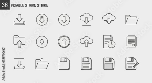 Set of cloud storage and file management icons