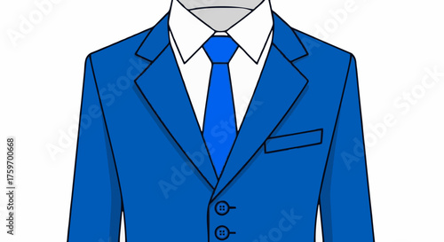 Blue suit with white shirt and blue tie