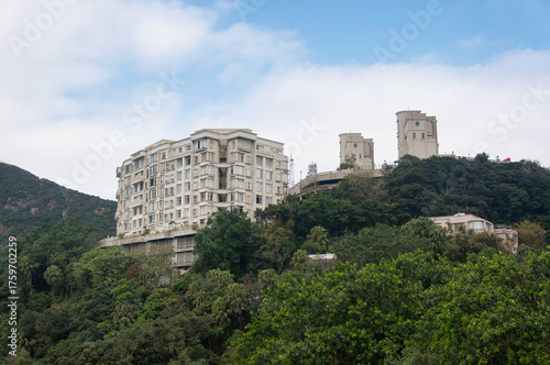 residential buildings on top of victoria peak in the city of hong kong