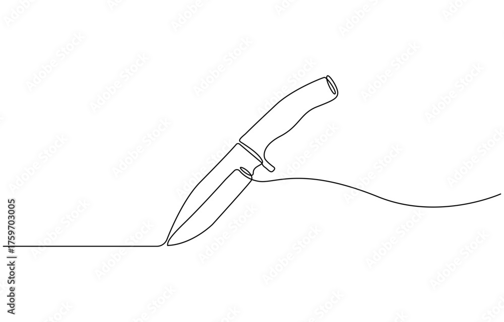 Obraz premium Continuous one line drawing Knife on transparent background.