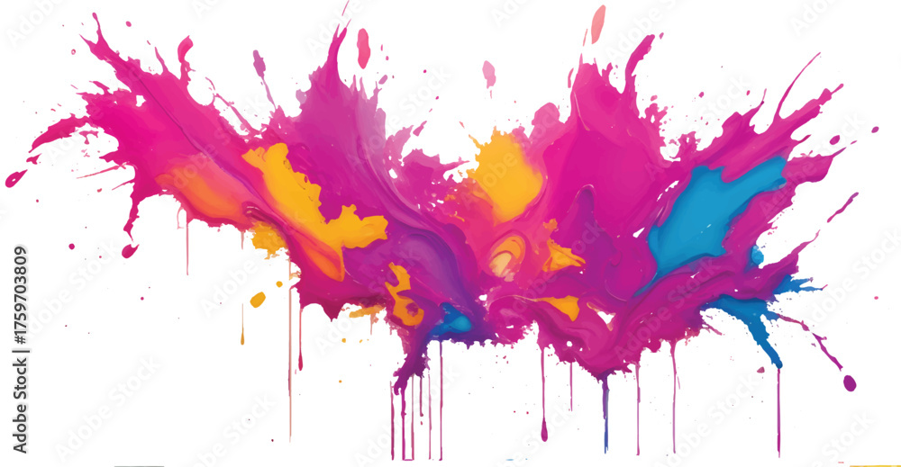 Fototapeta premium Abstract Color Explosion Splash with Vivid Red, Yellow, and Blue Paint for Modern Digital Art Background and Creative Design