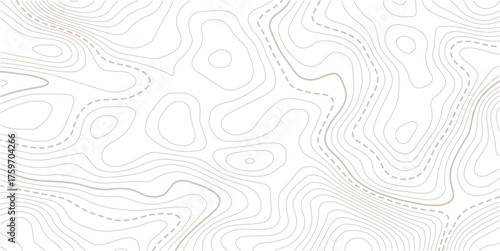 Abstract topo contour map on white background, Topographic map Topographic contour lines map seamless pattern.. Abstract mountain terrain map background with abstract shape line texture.