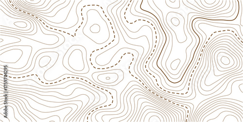 Topographic gold luxury map background. Geographic abstract pattern. The topo contour or wallpaper. Mountain trail terrain or path.Topographic background and texture, monochrome image. 3D waves