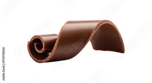 Delicious chocolate curl isolated on transparent background for dessert decoration