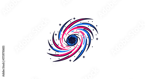 cosmic black hole vortex with pink and blue spirals swirling stardust celestial event perfect for space exploration and astrophysics articles.