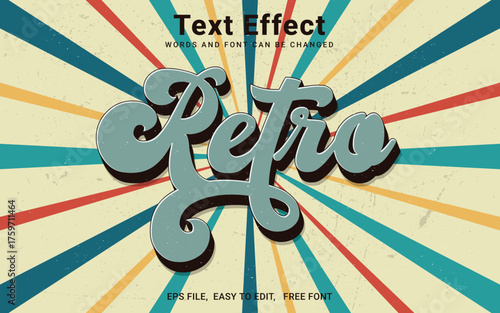 Editable Retro text effect in Illustrator, Vintage retro text effect
