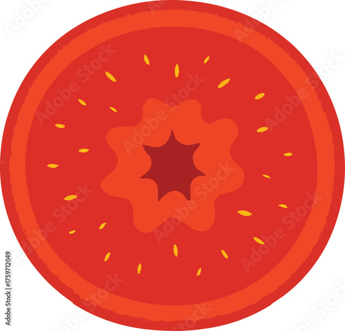 Red grapefruit slice with yellow seeds citrus