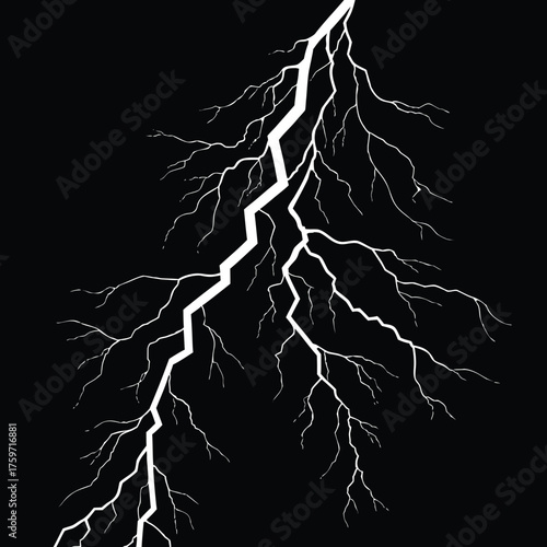 Vibrant electric blue lightning bolt crackling across a dark background with energy and power