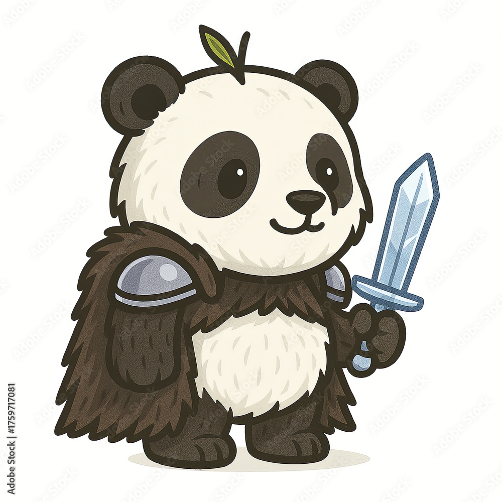 custom made wallpaper toronto digitalCute panda warrior character with sword and cloak, showcasing playful and adventurous spirit