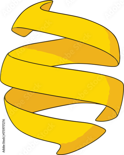 Yellow ribbon spiral graphic banner scroll