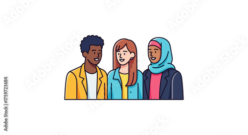 diverse team business colleagues smiling representing global collaboration diversity in the workplace for corporate communications and inclusion campaigns.