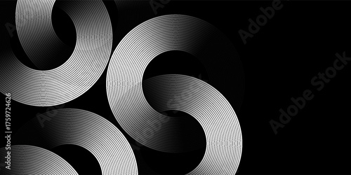 Black colour abstract background - geometric glowing rounded pattern design lines abstract background vector illustration. Perfect for modern projects ,business, banner ,poster, artwork ,studio.Eps10