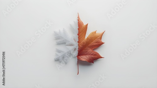 Snowflake and Leaf Combined Symbol Isolated on White Background