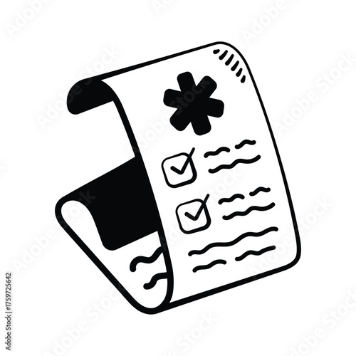 Medical document icon representing patient health reports, prescriptions, and hospital test result