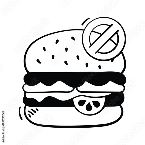 Junk food ban icon promoting healthy eating and balanced diet awareness.