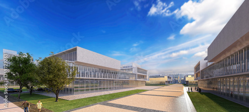 3d render city urban buildings exterior view