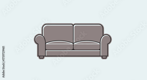 A simple, two-seater sofa illustration, depicted in a minimalist style.