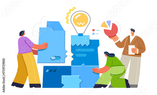 Business collaboration, team work together. Startup, idea project, brainstorming. Concept of teamwork, development