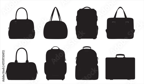Fashion and Travel Bag Silhouette Collection in Vector Design