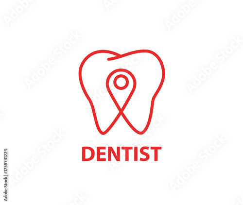 Dental clinic line art logo Pin Location Dentist Design