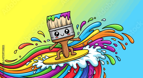 Cartoon vector illustration of a dancing girl character with a colorful abstract music background