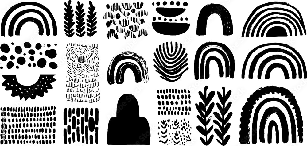 Fototapeta premium Abstract boho wave patterns and elements for creative design