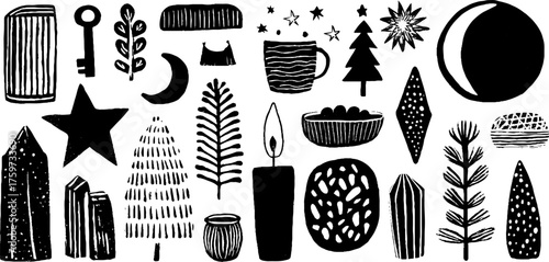 Enchanting silhouette collection of mystical objects for crafting and design