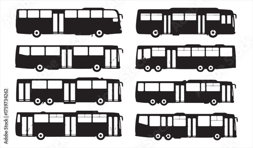 bus, silhouette, transport, vector, vehicle, travel, public, city, coach, transporticon, modern, road, traffic, fleet, mobility, drive, minimal, black, automotive, simple, design, isolated, sideview, 